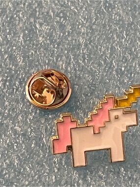 Pixel Unicorn Enamel Pin - Pink, White, Yellow